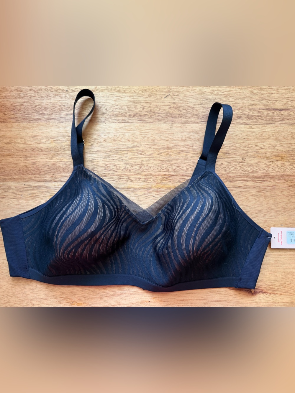 ThirdLove Black Sheer Zebra-Print Wireless Bra